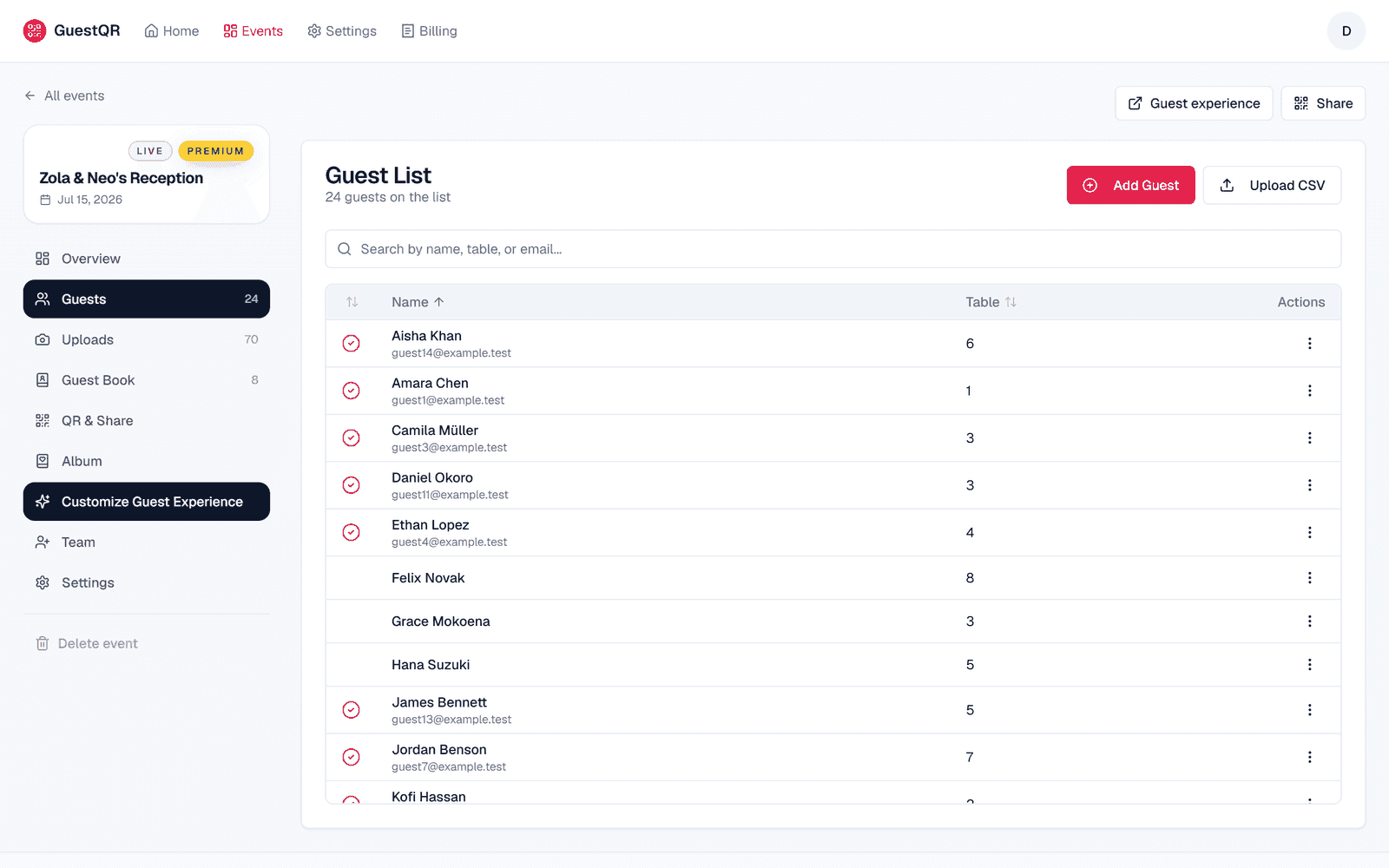 Inside the GuestQR Organizer Dashboard: A Screenshot Walkthrough